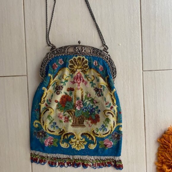 Antique French petit point evening bag - Picture 2 of 3